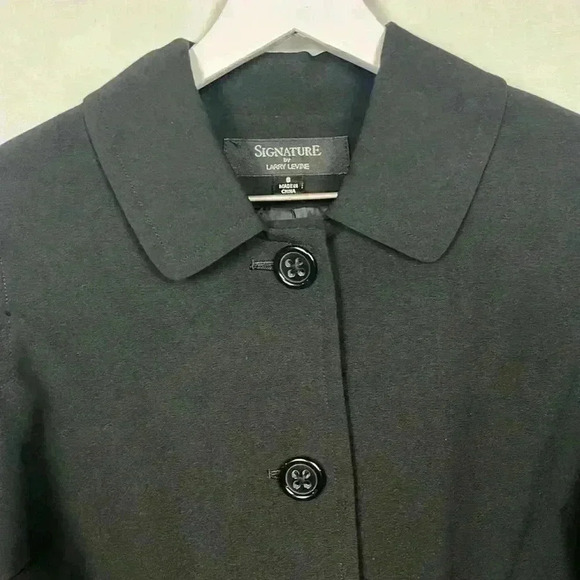 Signature Larry Levine Womens Blazer 6 Black 3 Button Closure 3/4 Sleeves Classy - Picture 3 of 7